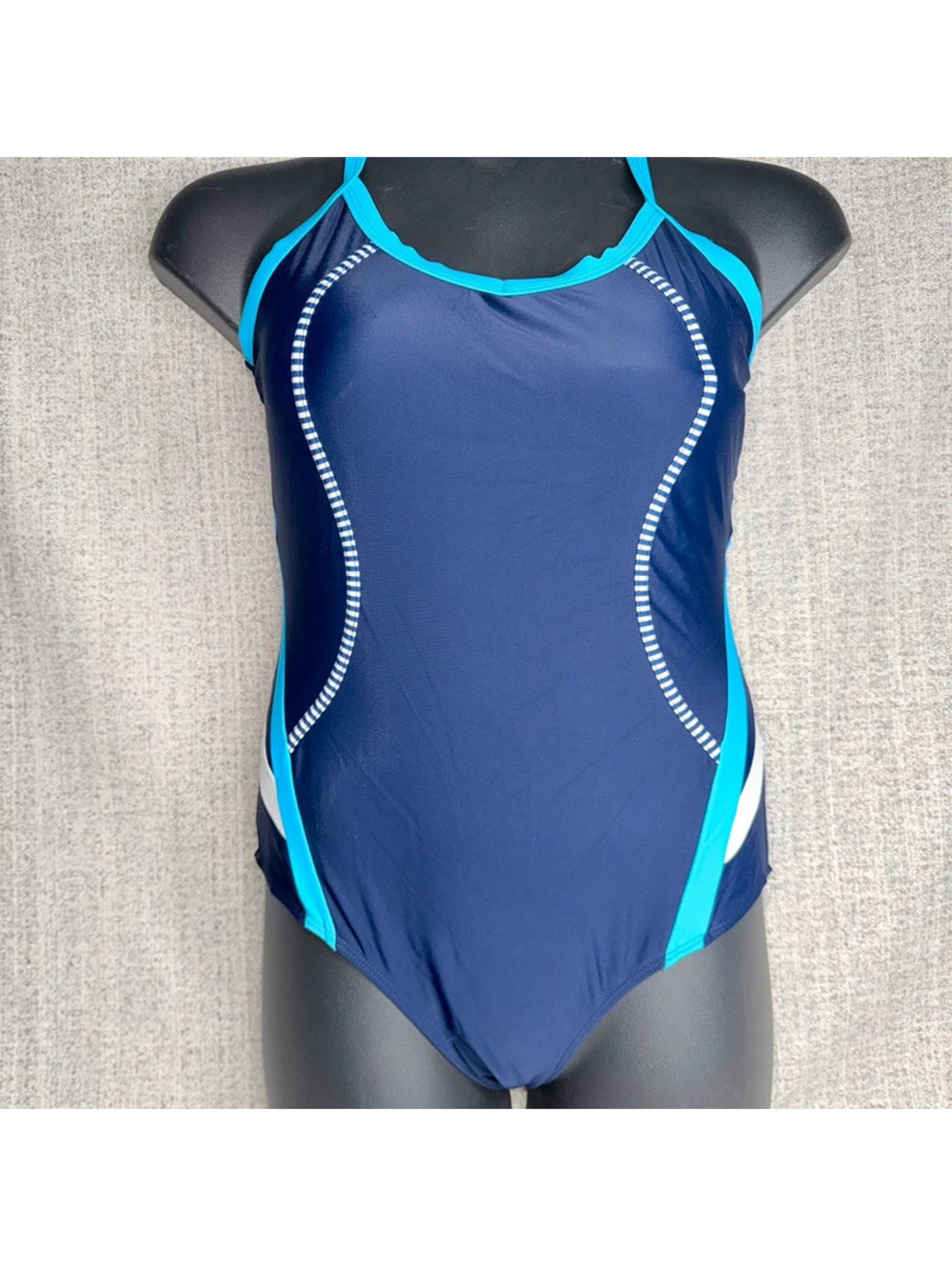 New Relibeauty Women’s 2XL One Piece Swimsuit Navy Blue Colorblock Athletic